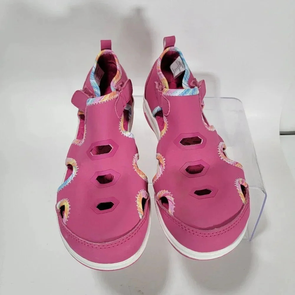 Lands End Girls 3 Closed Toe Water Shoes Summer Sandal Beach Vibrant Pink Youth - Picture 3 of 10
